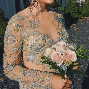 Jovani flowered long sleeve hoco dress